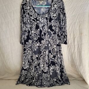 Cato Dress Womens Textured Navy And White Dress Size XL
